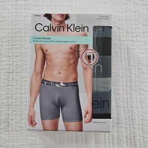 Calvin Klein 3-Pack Boxer Briefs Men's XL‎ Black Gray Organic Cotton Modal NEW